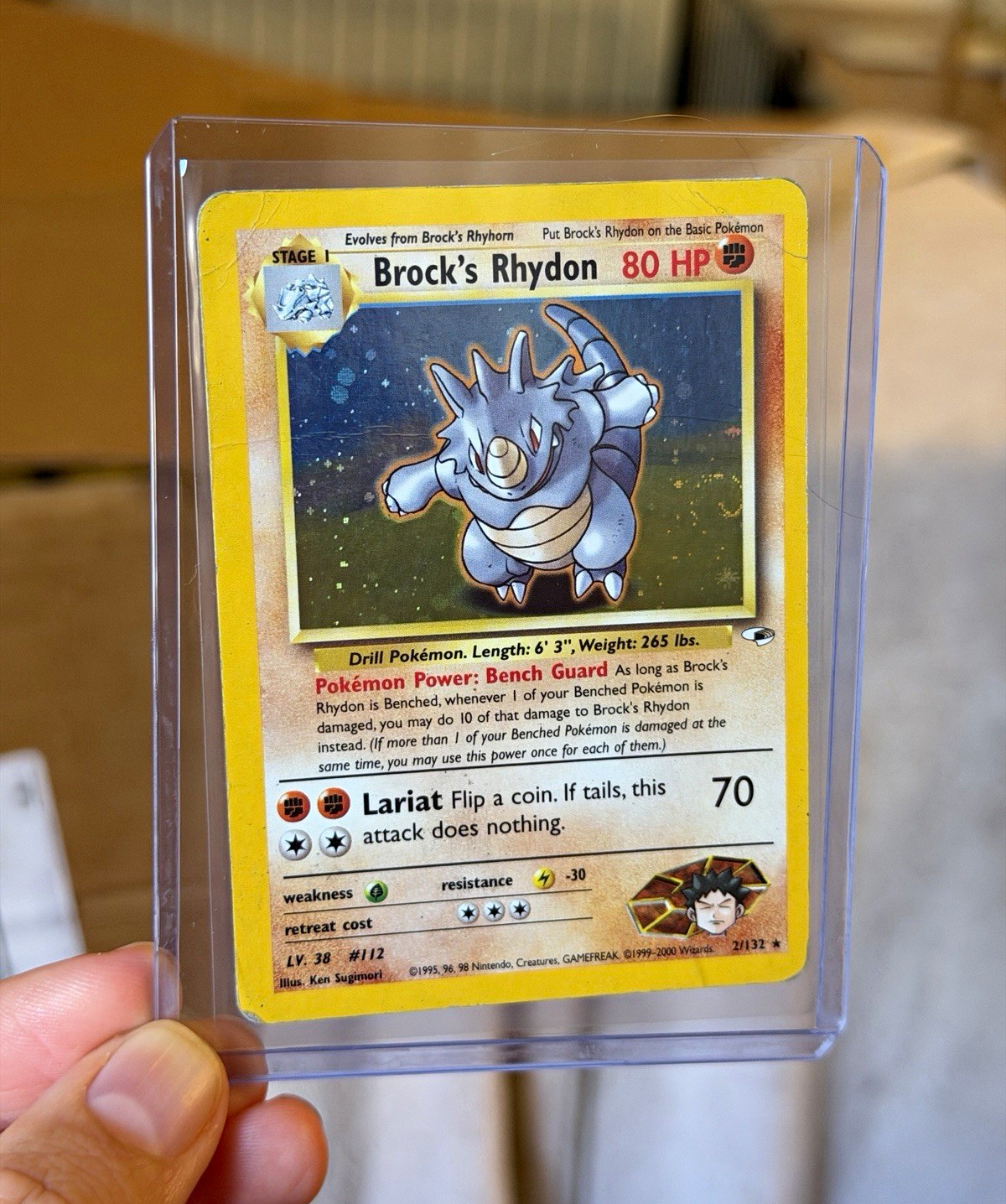 Brock's Rhydon 2/132 Gym Heroes Rare English Pokemon TCG Wizards 2000 80 HP