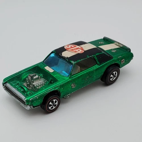 1969 Hot Wheels Redline TNT-Bird Green Racing Stripe Hong Kong Base Original