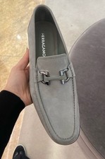New Salvatore Ferragamo Grandioso Men Gray Loafers Moccasin Slip On 11.5 13 890