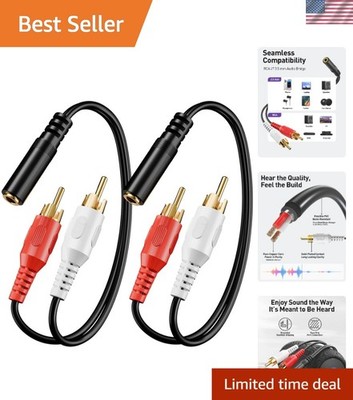 3.5mm to RCA Splitter Male Stereo Audio Y Cable 2-Pack, Gold Plated Adapter C...