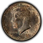 1964 50c Kennedy Half Dollar - Colorful End Roll Toning - BU - SKU-Y6672