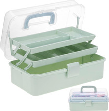Tackle Box, 3-Layer Craft Sewing Medicine Hair Tool Organizer Haze Green 3-Lay