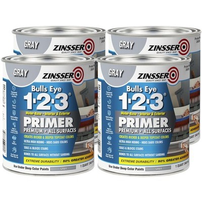 Bulls Eye 1-2-3 Gray Primer Quart - Pack of 4