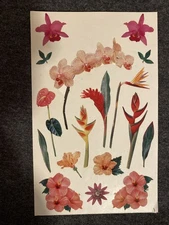 Vintage TROPICAL FLOWERS Mrs Grossman’s Sticker PARTIAL Sheet Craft Stickers