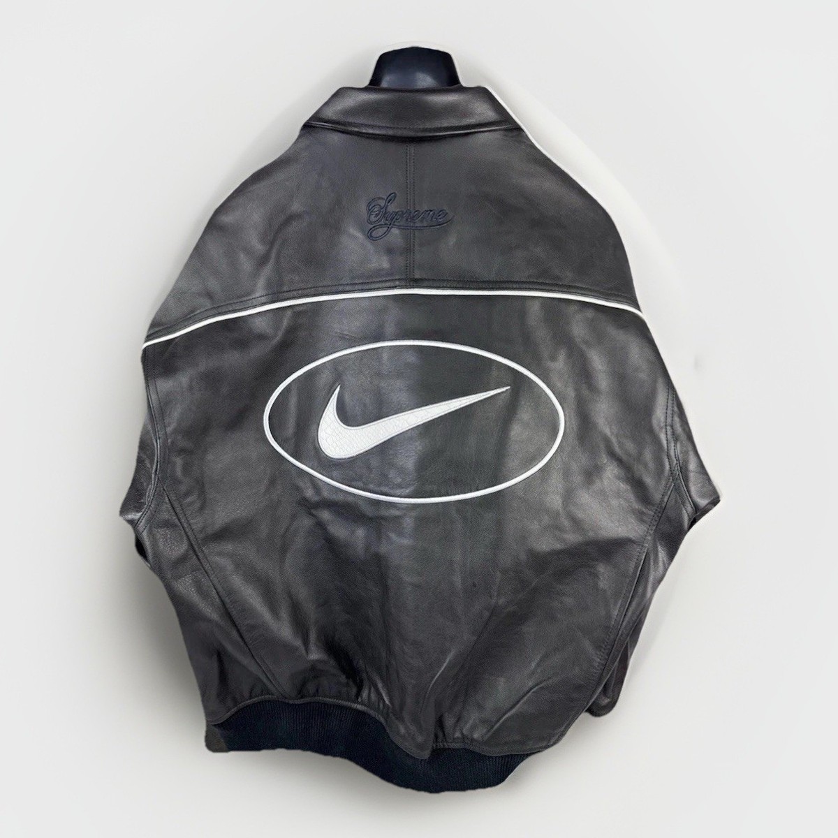 Supreme x Nike - Logo Embroidered Button Down Leather Jacket Size