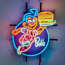 New Big Boy Bob's Burger Open Neon Light Sign 24