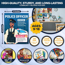 15 Community Helpers Posters, 11X14In Matte-Laminated Educational Career Post...