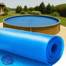 SunHeater 12-Foot Round Solar Swimming Pool Cover - Blue Bubble Thermal Blanket