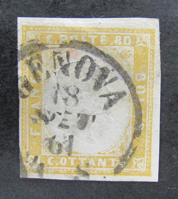 nystamps Italian States Sardinia Stamp # 14 Used $500         L10x826