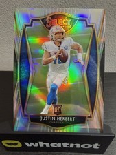 2020 Panini Select Justin Herbert Silver Prizm Premier Level #144 Rookie Card RC. rookie card picture