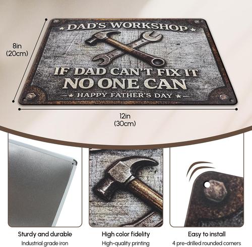 Funny Father‘S Day Gifts – 8X12'' Personalized Vintage Metal Sign, Best Gift Ide - Picture 3 of 12