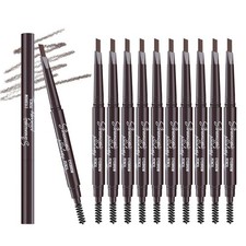 12pcs Dark Brown Waterproof Eyebrow Pencils for Women, Retractable Dual-End E...