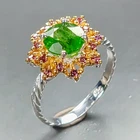 Jewellery 8 mm Natural Tsavorite Ring 925 Sterling Silver Size 6.5 /R469887