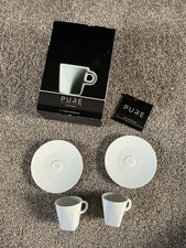 Nespresso Pure Collection 2 X White Espresso Cups and Saucers Brand New In Box