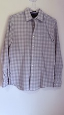 Banana Republic Men  s Slim Fit Light Gray Check Dress Shirt Size M