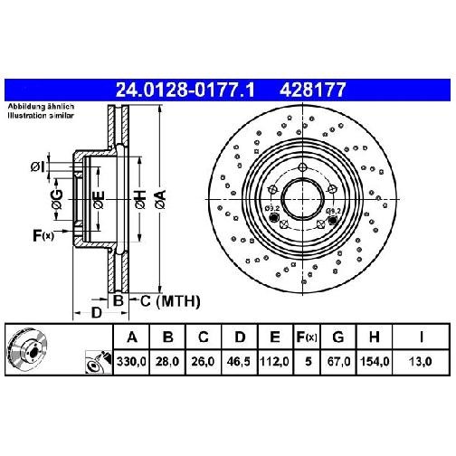 2X Bremsscheibe Vorne FüR Mercedes SLK R171 1.8 3.0 3.5 04 Bis 11 ATE M271940-image