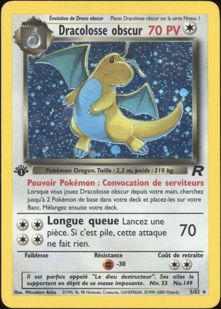 2001 Pokemon FRENCH 1st Edition Rocket Dracolosse obscur Holo 5/82
