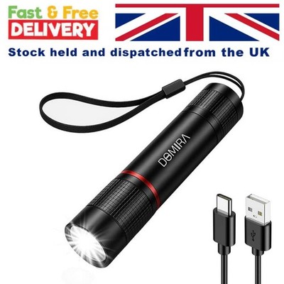 DOMIRA Helle High Power LED Taschenlampe 120 Lumen 150m Taschenlampe USB Wiederaufladbar