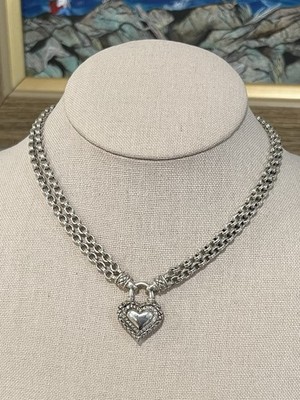 Scott Kay 925 Sterlingsilber Herz Diamant MASSIV Doppelkette Halskette ZURÜCKGENOMMEN