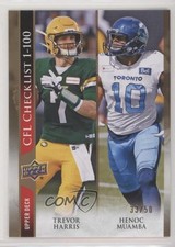 2021 Upper Deck CFL Checklist Gold 33/50 Henoc Muamba Trevor Harris CL #199 0kr6