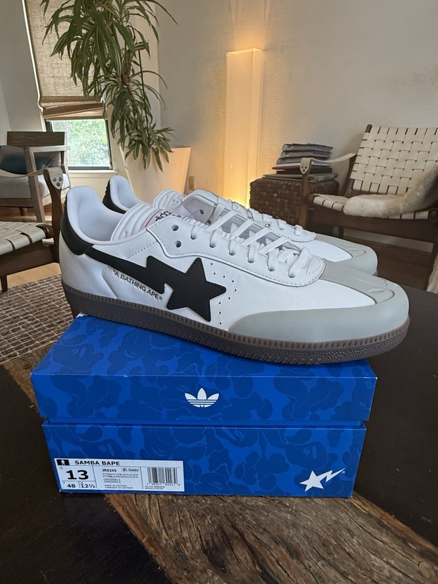 DEADSTOCK!🔥 ADIDAS X BAPE Samba White Black Gum Size 13 A Bathing