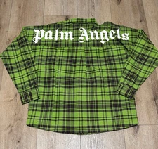 Palm Angels Green Flannel Long Sleeve Shirt Size L Brand New with Tags
