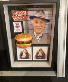 ONLY FOOLS & HORSES TV MEMORABILIA props in frame Grandads burger