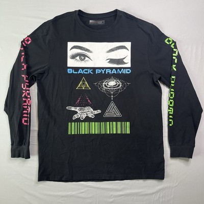 Black Pyramid Shirt Men X-Large Black Graphic Long Sleeve Chris Brown Streatwear