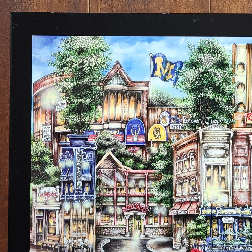 Póster artístico Pubs of Ann Arbor 2007 18" x 24" Michigan State Alumni College Bars Foto 3 de 4