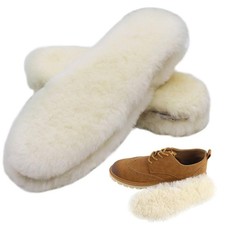 2 Pairs Sheepskin Fleece Insoles for Women, Warm Wool Shoe Inserts Size 8