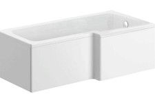 1700mm RH L Shaped White Acrylic Square Bath Shower Modern - Bath Only (no legs)