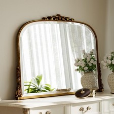 Wall Beaded Mirror, 36 x 27 Inch Round Top Right Angle Wall Mirror, Tempered ...