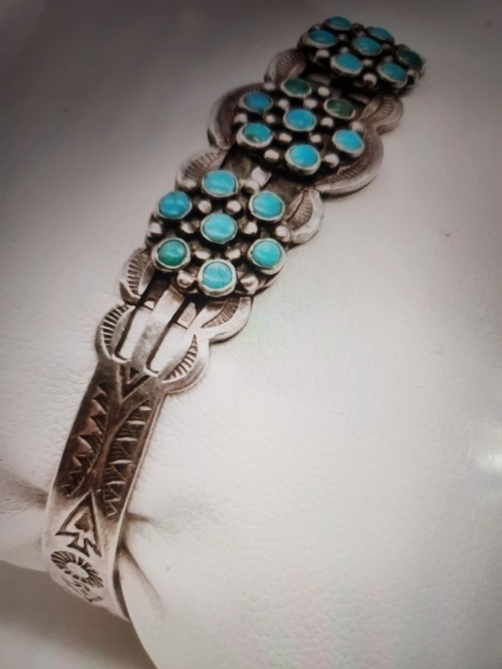 Seltenes signiertes Maisels Trading Post Sterlingsilber Türkis Armreif Armband - Bild 2 von 4