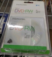 New Memorex Mini DVD-RW 3 Pack 1.4GB 30 min. DVD Camcorder or PC