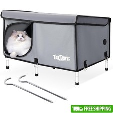 Waterproof Elevated Cat Shelter Cozy Outdoor House Easy Assembly Multiple Cats