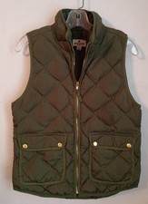 Womens Size Small Woolrich Green Quilted Vest 70 Duck Down - Full Zip - Pockets