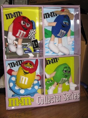 M&M CANDY COLLECTOR SERIES SET OF 4 PLUSH TOY DOLLS MINT IN BOX