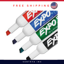 EXPO Low Odor Dry Erase Marker Starter Set Chisel Tip Assorted Colors 4 Pack