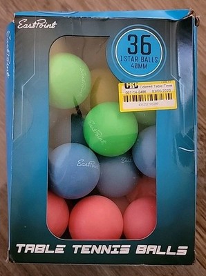 EastPoint 36 Pack 1-Star 40mm Multi-Color Table Tennis Balls, DAMAGED BOX