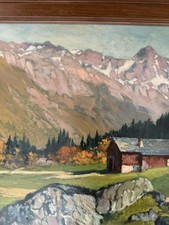 PITTORE  -CESARE BENTIVOGLIO 1868-1953 VEDUTA ALPINA  Ligure Montagna