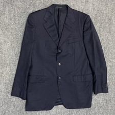 Corneliani Blazer US 40R/EU 50R Blue Striped Wool Extra Fine 120s Made In Italy