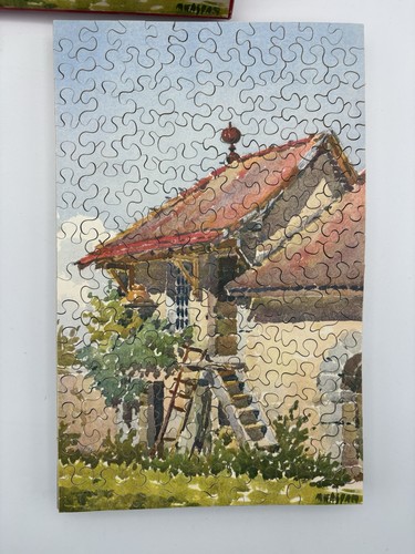 ZIG ZAG Wood Puzzle House Ladder Vintage with Original Box Suisse