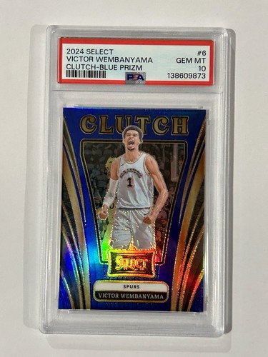2025  Panini Select - Clutch Victor Wembanyama #6 Blue Prizm /75 PSA 10 Spurs