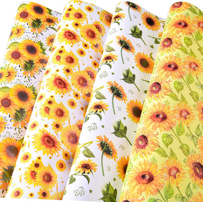 Sunflower Wrapping Paper - Floral Gift Wrapping for Wedding, Birthday, Holiday -