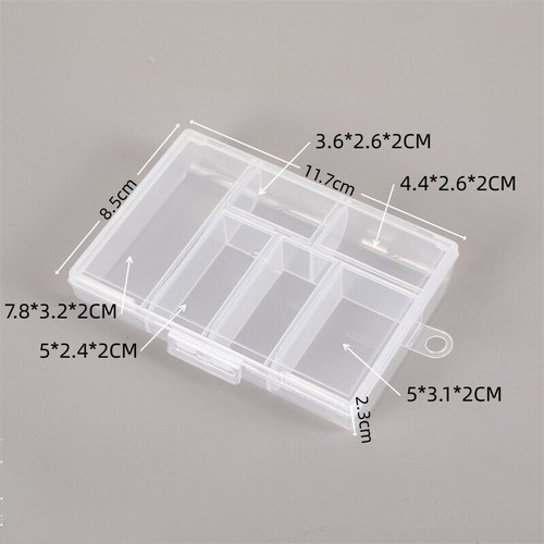 Caja organizadora de plástico transparente de 2 piezas estuche 6 rejillas contenedor de almacenamiento artesanal de joyería - Imagen 2 de 7