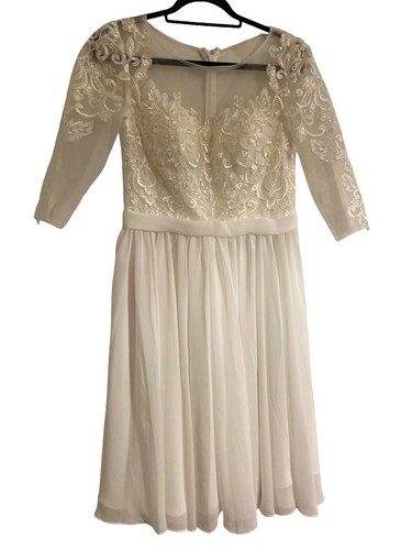 msk rhinestone trim chiffon popover dress Msk Women's Blue Rhinestone-Trim Chiffon Popover A-Line Dress Size S