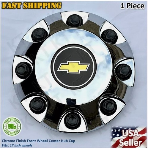 2011 & up Silverado 3500 1-ton Dually FRONT Wheel Hub Center Cap CHROME 9597796 - Picture 2 of 2