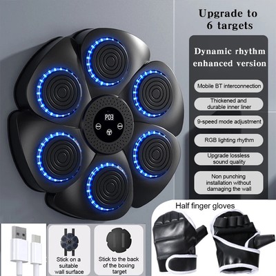 Music Boxing Machine With Bluetooth - Interactive Punching Bag For Home Workouts