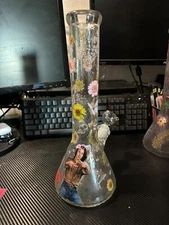 7mm Heavy Thick Glass Bong Water Pipe Smoking Beaker 14 Inch Keanu Koi Deco