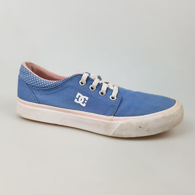 Girl's DC 'Trase TX SE' Sz 4 US Blue Pink Polka Dot Canvas | 3+ Extra 10% Off